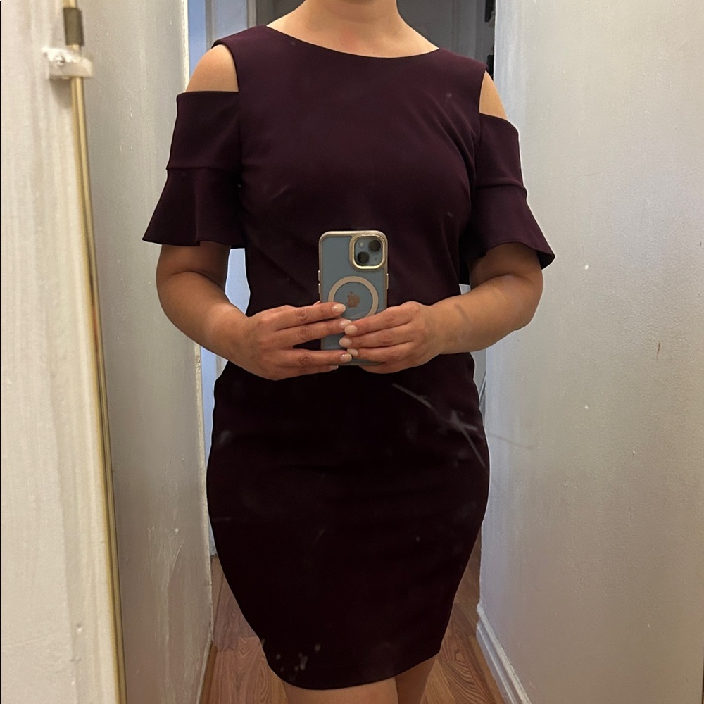 NWOT Elegant Plum Cold Shoulder Dress